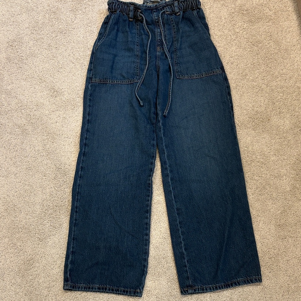 Women’s dark blue drawstring jeans